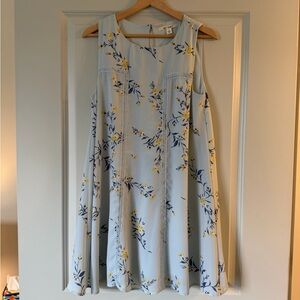 Floral Sleeveless Dress - Blue and Yellow